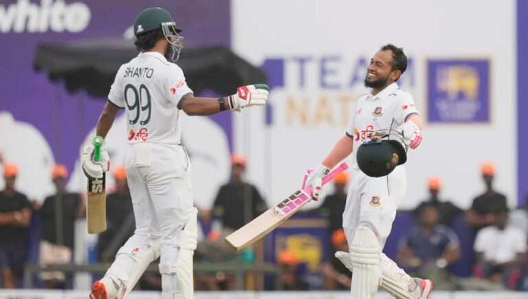 জোড়া সেঞ্চুরিতে স্বস্তি নিয়ে দিন পার করল বাংলাদেশ