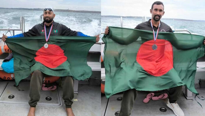 ৩৭ বছর পর ইংলিশ চ্যানেল পাড়ি দিলেন দুই বাংলাদেশি সাঁতারু