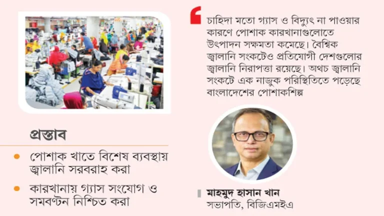 বিদ্যুৎ ও জ্বালানি মন্ত্রণালয়ের সঙ্গে বৈঠকে বিজিএমইএ পোশাকশিল্পে উৎপাদন সক্ষমতা ৩০% কমেছে