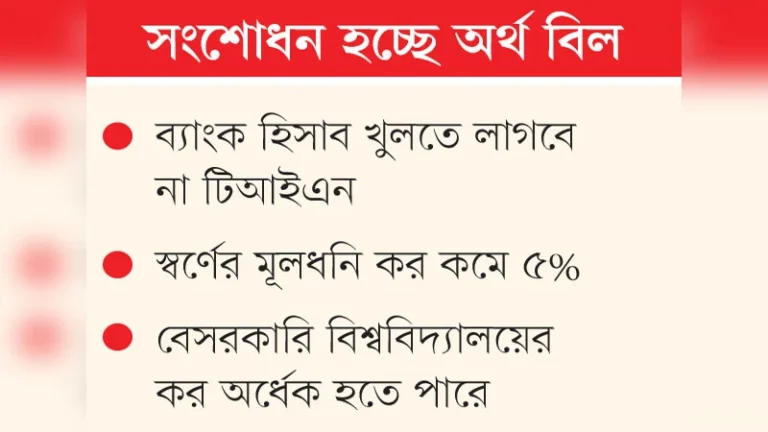 সংশোধন হচ্ছে অর্থ বিল করমুক্ত আয়সীমা চার লাখ টাকা হচ্ছে