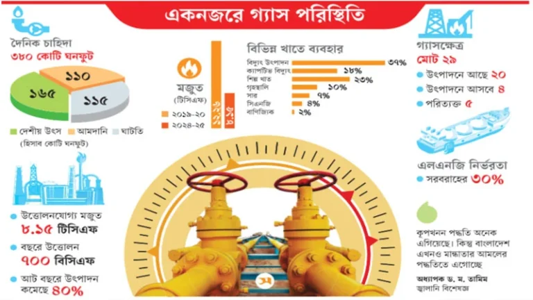 গ্যাসের মজুত কমছে, বিকল্প সীমিত